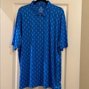 Men's Blue Patterned Polo Shirt- Anti- UV, Moisture Wicking